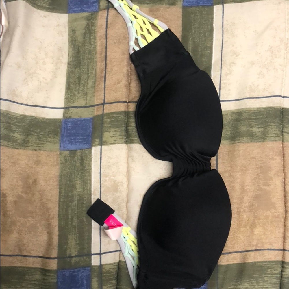 Black bikini top with colored accents